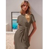 image:imageANRABESS Womens 2026 Summer Maxi TShirt Dress  Short Sleeve Crewneck Tie Waist Slim Fit SlitCasual Trendy Spring Long Vacation Beach Dresses Soft ComfyBrown