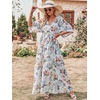 image:imageANRABESS Womens Boho Floral Wedding Guest Maxi Dress  Flowy ALine Chiffon with Slit Elegant V Neck Wrap Elastic Waist Casual 12 Sleeve Spring Summer Outfits Tea PartyWhite Flor