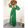 image:imageANRABESS Womens Boho Floral Wedding Guest Maxi Dress  Flowy ALine Chiffon with Slit Elegant V Neck Wrap Elastic Waist Casual 12 Sleeve Spring Summer Outfits Tea PartyGreen