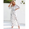 image:imageANRABESS Womens Boho Floral Wedding Guest Maxi Dress  Flowy ALine Chiffon with Slit Elegant V Neck Wrap Elastic Waist Casual 12 Sleeve Spring Summer Outfits Tea PartyFloral White Teal