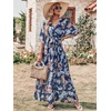 image:imageANRABESS Womens Boho Floral Wedding Guest Maxi Dress  Flowy ALine Chiffon with Slit Elegant V Neck Wrap Elastic Waist Casual 12 Sleeve Spring Summer Outfits Tea PartyNavy Flor