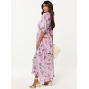 image:imageANRABESS Womens Boho Floral Wedding Guest Maxi Dress  Flowy ALine Chiffon with Slit Elegant V Neck Wrap Elastic Waist Casual 12 Sleeve Spring Summer Outfits Tea PartyFloral Purple