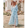 image:imageANRABESS Womens Boho Floral Wedding Guest Maxi Dress  Flowy ALine Chiffon with Slit Elegant V Neck Wrap Elastic Waist Casual 12 Sleeve Spring Summer Outfits Tea PartyGreen Leaf Print
