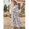 image:imageANRABESS Womens Boho Floral Wedding Guest Maxi Dress  Flowy ALine Chiffon with Slit Elegant V Neck Wrap Elastic Waist Casual 12 Sleeve Spring Summer Outfits Tea PartyWhite Flor