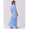 image:imageANRABESS Womens Boho Floral Wedding Guest Maxi Dress  Flowy ALine Chiffon with Slit Elegant V Neck Wrap Elastic Waist Casual 12 Sleeve Spring Summer Outfits Tea PartyWhite Flor Print