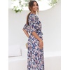 image:imageANRABESS Womens Boho Floral Wedding Guest Maxi Dress  Flowy ALine Chiffon with Slit Elegant V Neck Wrap Elastic Waist Casual 12 Sleeve Spring Summer Outfits Tea PartyFloral Blue White