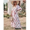 image:imageANRABESS Womens Boho Floral Wedding Guest Maxi Dress  Flowy ALine Chiffon with Slit Elegant V Neck Wrap Elastic Waist Casual 12 Sleeve Spring Summer Outfits Tea PartyRed Flor