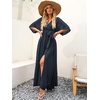 image:imageANRABESS Womens Boho Floral Wedding Guest Maxi Dress  Flowy ALine Chiffon with Slit Elegant V Neck Wrap Elastic Waist Casual 12 Sleeve Spring Summer Outfits Tea PartyNavy Blue