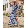 image:imageANRABESS Womens Boho Floral Wedding Guest Maxi Dress  Flowy ALine Chiffon with Slit Elegant V Neck Wrap Elastic Waist Casual 12 Sleeve Spring Summer Outfits Tea PartyNavy Flor