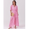 image:imageANRABESS Womens Boho Floral Wedding Guest Maxi Dress  Flowy ALine Chiffon with Slit Elegant V Neck Wrap Elastic Waist Casual 12 Sleeve Spring Summer Outfits Tea PartyFloral Red White