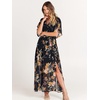 image:imageANRABESS Womens Boho Floral Wedding Guest Maxi Dress  Flowy ALine Chiffon with Slit Elegant V Neck Wrap Elastic Waist Casual 12 Sleeve Spring Summer Outfits Tea PartyFloral Black Yellow