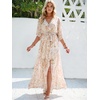 image:imageANRABESS Womens Boho Floral Wedding Guest Maxi Dress  Flowy ALine Chiffon with Slit Elegant V Neck Wrap Elastic Waist Casual 12 Sleeve Spring Summer Outfits Tea PartyFloral Yellow White