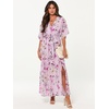 image:imageANRABESS Womens Boho Floral Wedding Guest Maxi Dress  Flowy ALine Chiffon with Slit Elegant V Neck Wrap Elastic Waist Casual 12 Sleeve Spring Summer Outfits Tea PartyFloral Purple