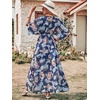 image:imageANRABESS Womens Boho Floral Wedding Guest Maxi Dress  Flowy ALine Chiffon with Slit Elegant V Neck Wrap Elastic Waist Casual 12 Sleeve Spring Summer Outfits Tea PartyNavy Flor