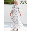image:imageANRABESS Womens Boho Floral Wedding Guest Maxi Dress  Flowy ALine Chiffon with Slit Elegant V Neck Wrap Elastic Waist Casual 12 Sleeve Spring Summer Outfits Tea PartyFloral White Teal