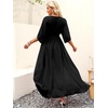 image:imageANRABESS Womens Boho Floral Wedding Guest Maxi Dress  Flowy ALine Chiffon with Slit Elegant V Neck Wrap Elastic Waist Casual 12 Sleeve Spring Summer Outfits Tea PartyBlack