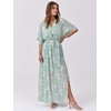 image:imageANRABESS Womens Boho Floral Wedding Guest Maxi Dress  Flowy ALine Chiffon with Slit Elegant V Neck Wrap Elastic Waist Casual 12 Sleeve Spring Summer Outfits Tea PartyFloral Lake