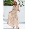 image:imageANRABESS Womens Boho Floral Wedding Guest Maxi Dress  Flowy ALine Chiffon with Slit Elegant V Neck Wrap Elastic Waist Casual 12 Sleeve Spring Summer Outfits Tea PartyFloral Yellow White