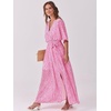 image:imageANRABESS Womens Boho Floral Wedding Guest Maxi Dress  Flowy ALine Chiffon with Slit Elegant V Neck Wrap Elastic Waist Casual 12 Sleeve Spring Summer Outfits Tea PartyFloral Red White