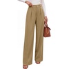 image:imageANRABESS Womens High Waisted Wide Leg Dress Work Pants  Office Business Casual Trousers Elastic Waist Pleated Palazzo Slacks with Pockets Fall Summer Spring OutfitsKhaki