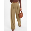 image:imageANRABESS Womens High Waisted Wide Leg Dress Work Pants  Office Business Casual Trousers Elastic Waist Pleated Palazzo Slacks with Pockets Fall Summer Spring OutfitsKhaki