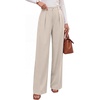 image:imageANRABESS Womens High Waisted Wide Leg Dress Work Pants  Office Business Casual Trousers Elastic Waist Pleated Palazzo Slacks with Pockets Fall Summer Spring OutfitsBeige
