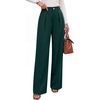 image:imageANRABESS Womens High Waisted Wide Leg Dress Work Pants  Office Business Casual Trousers Elastic Waist Pleated Palazzo Slacks with Pockets Fall Summer Spring OutfitsDark Green