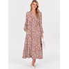 image:imageANRABESS Womens Long Sleeve Boho Maxi Dress 2026 Fall V Neck Floral Striped Casual Loose Fit Beach Vacation DressesFloral Pink