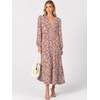 image:imageANRABESS Womens Long Sleeve Boho Maxi Dress 2026 Fall V Neck Floral Striped Casual Loose Fit Beach Vacation DressesFloral Pink