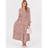 image:imageANRABESS Womens Long Sleeve Boho Maxi Dress 2026 Fall V Neck Floral Striped Casual Loose Fit Beach Vacation DressesFloral Pink