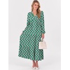 image:imageANRABESS Womens Long Sleeve Boho Maxi Dress 2026 Fall V Neck Floral Striped Casual Loose Fit Beach Vacation DressesGreen
