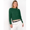 image:imageANRABESS Womens Long Sleeve Sweaters Cropped Crew Neck  Business Casual TopsLight Weight Comfy KnitPullover Short SweaterBasic ClassicFall Fashion Winter Layer ClothesForest Deep Green