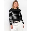 image:imageANRABESS Womens Long Sleeve Sweaters Cropped Crew Neck  Business Casual TopsLight Weight Comfy KnitPullover Short SweaterBasic ClassicFall Fashion Winter Layer ClothesBlack White Stripe
