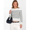image:imageANRABESS Womens Long Sleeve Sweaters Cropped Crew Neck  Business Casual TopsLight Weight Comfy KnitPullover Short SweaterBasic ClassicFall Fashion Winter Layer ClothesWhite Black Stripe