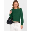 image:imageANRABESS Womens Long Sleeve Sweaters Cropped Crew Neck  Business Casual TopsLight Weight Comfy KnitPullover Short SweaterBasic ClassicFall Fashion Winter Layer ClothesForest Deep Green