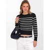 image:imageANRABESS Womens Long Sleeve Sweaters Cropped Crew Neck  Business Casual TopsLight Weight Comfy KnitPullover Short SweaterBasic ClassicFall Fashion Winter Layer ClothesBlack White Stripe