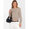image:imageANRABESS Womens Long Sleeve Sweaters Cropped Crew Neck  Business Casual TopsLight Weight Comfy KnitPullover Short SweaterBasic ClassicFall Fashion Winter Layer ClothesTan