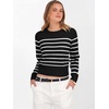 image:imageANRABESS Womens Long Sleeve Sweaters Cropped Crew Neck  Business Casual TopsLight Weight Comfy KnitPullover Short SweaterBasic ClassicFall Fashion Winter Layer ClothesBlack White Stripe