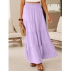 image:imageANRABESS Womens Maxi Skirts Elastic High Waist ALine Tiered Long Flowy Boho Skirts Summer Casual Beach amp Vacation WearLight Purple