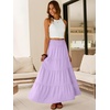 image:imageANRABESS Womens Maxi Skirts Elastic High Waist ALine Tiered Long Flowy Boho Skirts Summer Casual Beach amp Vacation WearLight Purple
