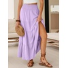 image:imageANRABESS Womens Maxi Skirts Elastic High Waist ALine Tiered Long Flowy Boho Skirts Summer Casual Beach amp Vacation WearLight Purple