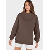 image:imageANRABESS Womens Mock Neck Sweatshirt Oversized Pullover  Cozy Fall Fashion Long Sleeve Tops Casual Going Out Daily Wear Loose Fit Soft Fleece 2026 Winter Trendy OutfitsDeep Brown