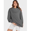 image:imageANRABESS Womens Mock Neck Sweatshirt Oversized Pullover  Cozy Fall Fashion Long Sleeve Tops Casual Going Out Daily Wear Loose Fit Soft Fleece 2026 Winter Trendy OutfitsDark Grey