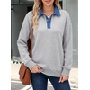 image:imageANRABESS Womens Quarter Button Long Sleeve Polo Sweatshirt Grey  Denim Collared Henley Hoodies Shirt Cozy Fleece Pullover Top Loose Fit Casual Fall Outfit Winter Teen Preppy Clothes