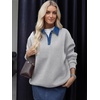 image:imageANRABESS Womens Quarter Button Long Sleeve Polo Sweatshirt Grey  Denim Collared Henley Hoodies Shirt Cozy Fleece Pullover Top Loose Fit Casual Fall Outfit Winter Teen Preppy Clothes
