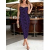 image:imageANRABESS Womens Semi Formal Bodycon Floral Midi Dresses  Soft Stretchy Fabrics Adjustable Spaghetti Strap Dress Elegant Sexy  Spring Summer CocktailampWedding GuestampParty OutfitsDeep Purple