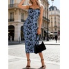 image:imageANRABESS Womens Semi Formal Bodycon Floral Midi Dresses  Soft Stretchy Fabrics Adjustable Spaghetti Strap Dress Elegant Sexy  Spring Summer CocktailampWedding GuestampParty OutfitsDusty Blue