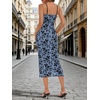 image:imageANRABESS Womens Semi Formal Bodycon Floral Midi Dresses  Soft Stretchy Fabrics Adjustable Spaghetti Strap Dress Elegant Sexy  Spring Summer CocktailampWedding GuestampParty OutfitsDusty Blue