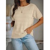 image:imageANRABESS Womens Short Sleeve Sweater Spring Summer Fall Outfits  Boat Neck Hollow Out Tops Comfy Lightweight Knit Pullover Classic Sweater Shirts Beach Travel Vacation ClothesBeige