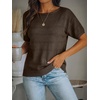 image:imageANRABESS Womens Short Sleeve Sweater Spring Summer Fall Outfits  Boat Neck Hollow Out Tops Comfy Lightweight Knit Pullover Classic Sweater Shirts Beach Travel Vacation ClothesBrown